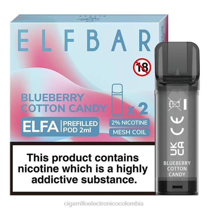 algodón de azúcar de arándanos - cigarrillo electrónico precio 6PB4X331 ELFBAR Elfa cápsula precargada - 2 ml - 20 mg (paquete de 2)