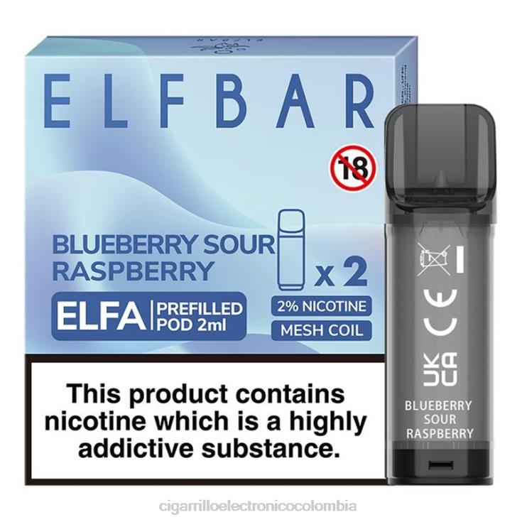 arándano frambuesa agria - cigarrillo electrónico recargable 6PB4X323 ELFBAR Elfa cápsula precargada - 2 ml - 20 mg (paquete de 2)
