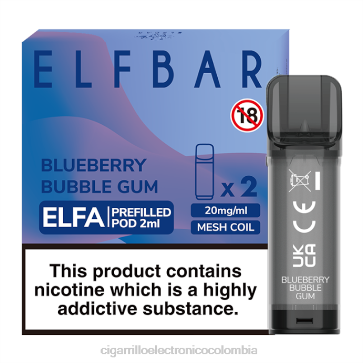 chicle de arándanos - cigarrillo electrónico recargable 6PB4X333 ELFBAR Elfa cápsula precargada - 2 ml - 20 mg (paquete de 2)