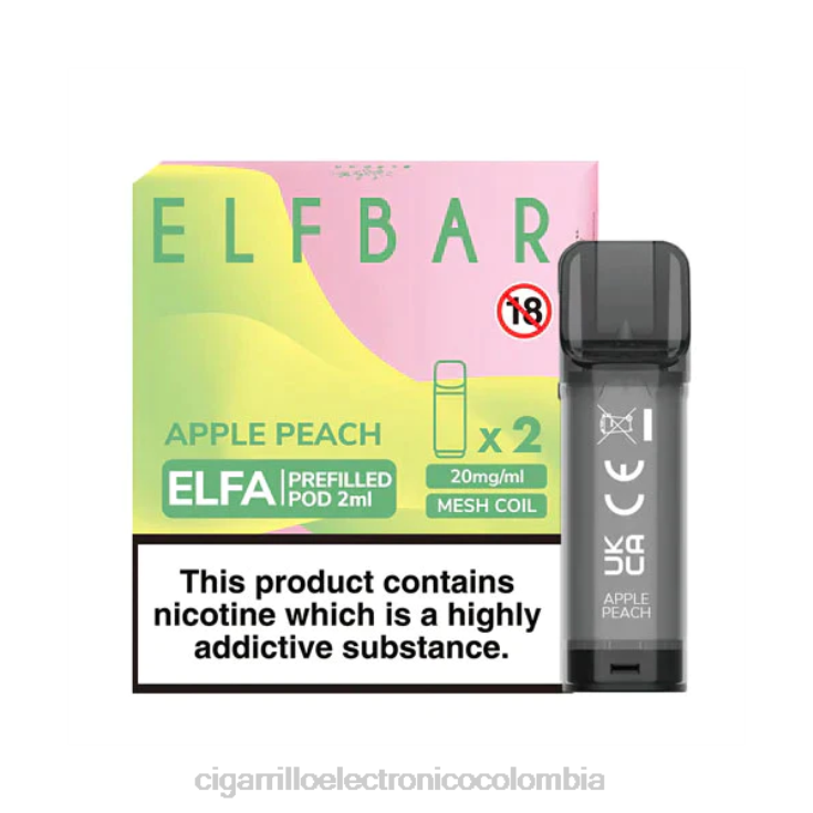 durazno manzana - cigarrillo electrónico iqos 6PB4X325 ELFBAR Elfa cápsula precargada - 2 ml - 20 mg (paquete de 2)