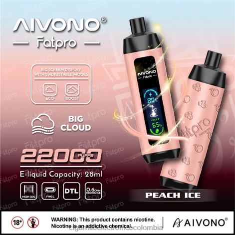 Cigarrillo Electrónico Colombia - Aivono Fatpro 22000 hielo de durazno 4T0205