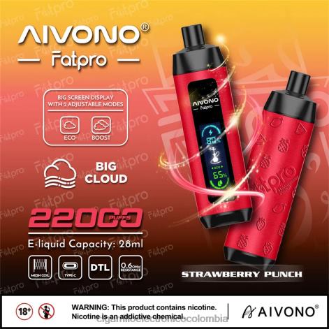 Cigarrillo Electronico Venta Mayoreo - Aivono Fatpro 22000 ponche de fresa 4T0208