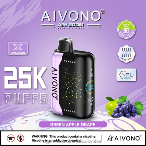 Cigarrillo Electronico Venta Mayoreo - Aivono AIM BOOM 25000 uva manzana verde 4T020346