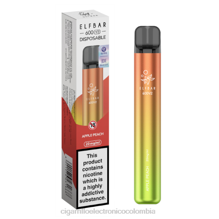 durazno manzana - cigarrillo electrónico desechable 6PB4X270 ELFBAR 600V2 20 mg