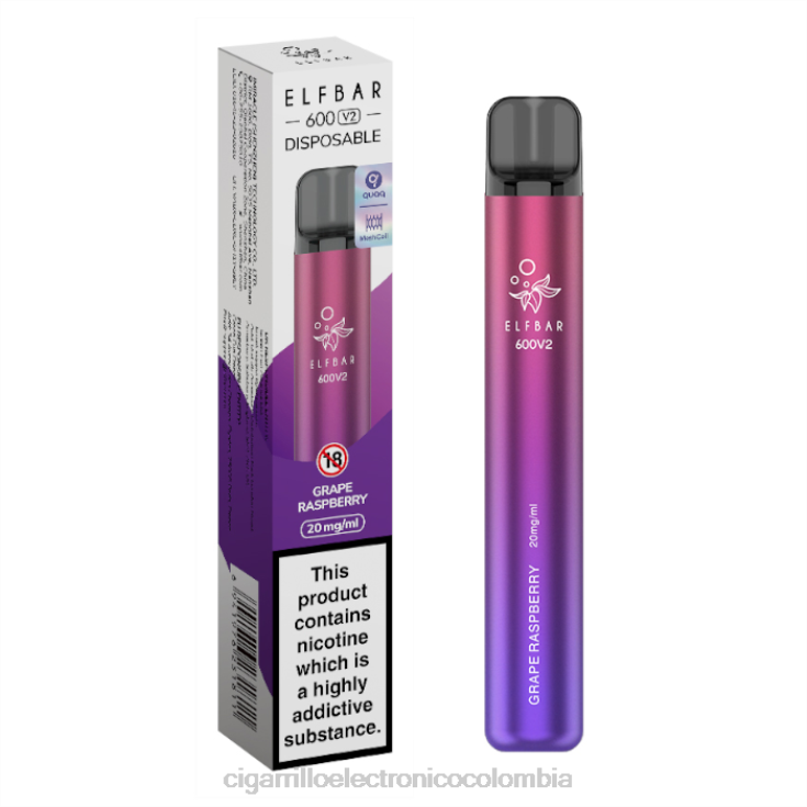 frambuesa uva - cigarrillo electrónico iqos 6PB4X285 ELFBAR 600V2 20 mg
