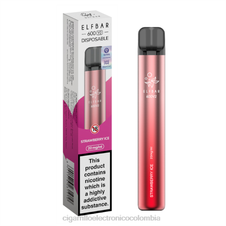 hielo de fresa - cigarrillo electrónico vape 6PB4X294 ELFBAR 600V2 20 mg