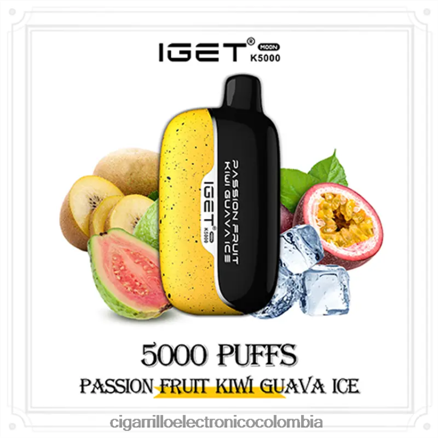 Cigarrillo Electrónico Recargable - IGET Moon k5000 maracuyá kiwi hielo de guayaba 6484JL2