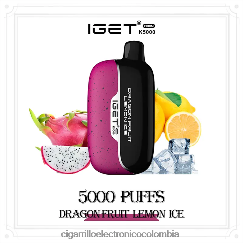 Cigarrillo Electrónico Sin Nicotina - IGET Moon k5000 fruta del dragón hielo de limón 6484JL20