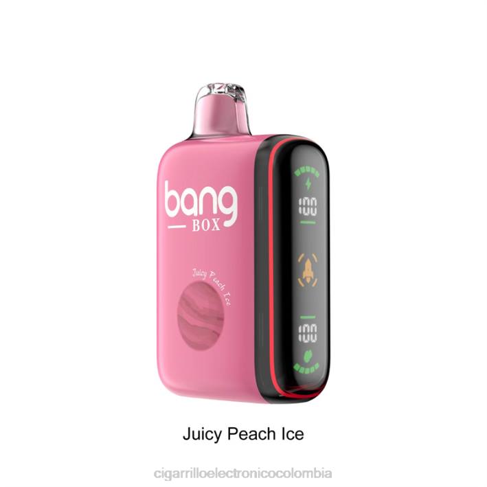 Cigarrillo Electrónico Desechable - Bang Box Pantalla de potencia inteligente de 9000-18000 inhalaciones jugoso hielo de durazno DRX029