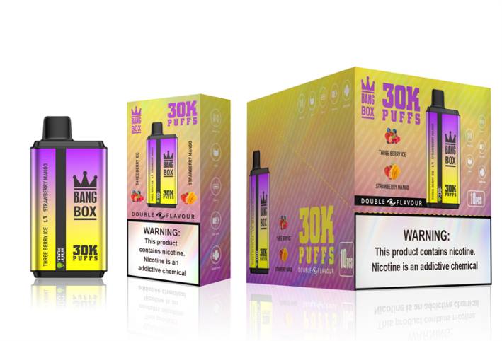 Distribuidor Vapeo Al Por Mayor - Bang Box 30000 inhalaciones de dos sabores. helado de tres bayas y mango de fresa DRX067