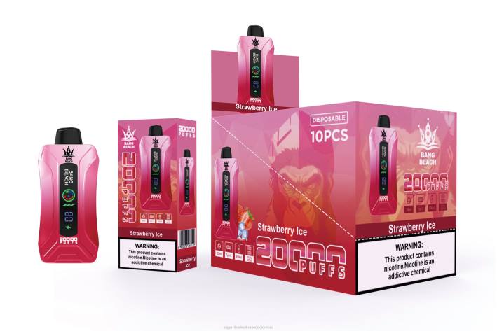 Cigarrillo Electrónico Colombia Precio - Bang Beach vape elegante de la pantalla de 20000 soplos hielo de fresa DRX06
