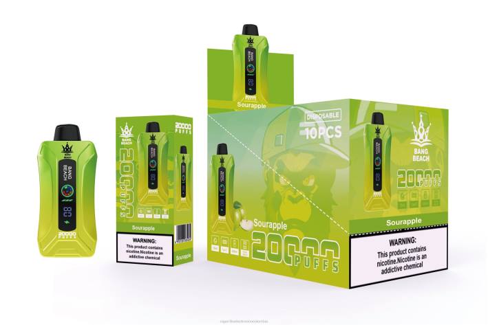 Cigarrillo Electrónico Precio - Bang Beach vape elegante de la pantalla de 20000 soplos manzana agria DRX01