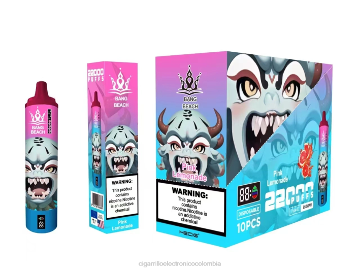 Cigarrillo Electrónico Vape - Bang Beach Pantalla inteligente de 22000 inhalaciones. limonada rosa DRX015