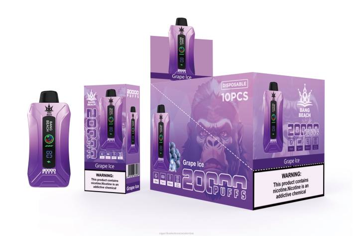 Distribuidor Vapeo Al Por Mayor - Bang Beach vape elegante de la pantalla de 20000 soplos hielo de uva DRX010