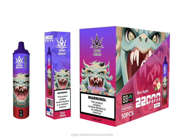 Vaporizador Desechable Precio - Bang Beach Pantalla inteligente de 22000 inhalaciones. manzana agria DRX013