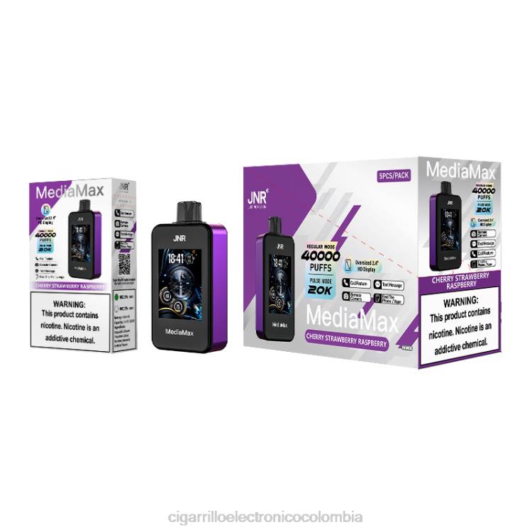 JNR MediaMax bocanada de 40k - cigarrillo electrónico vape cereza fresa frambuesa 8X4T14