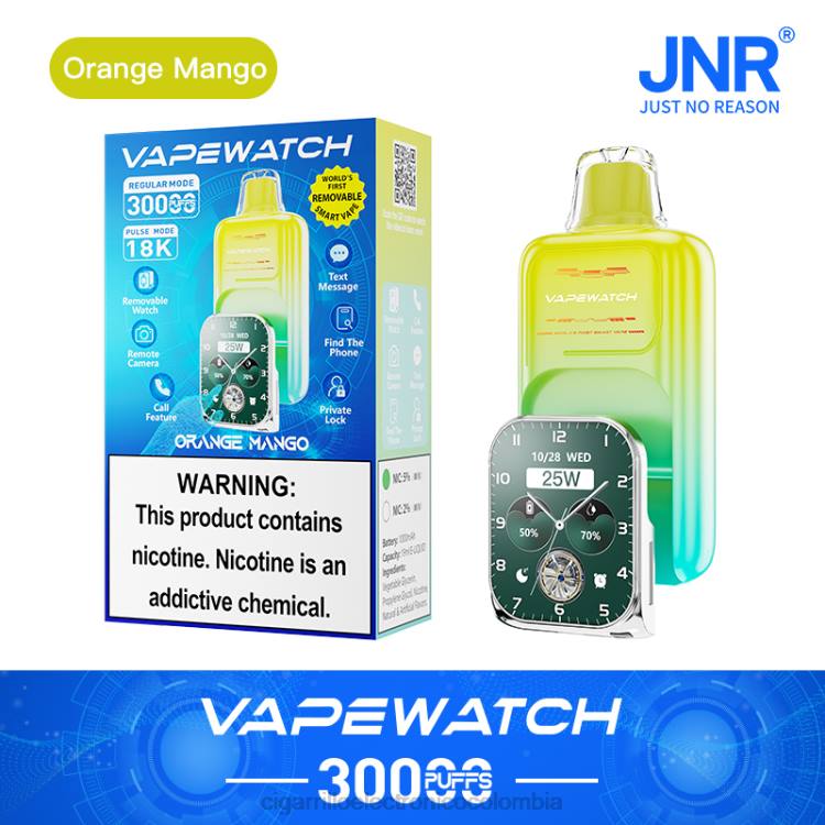 JNR reloj vapeador - cigarrillo electrónico sin nicotina mango naranja 8X4T2