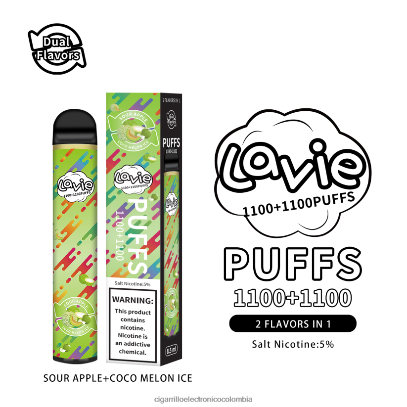Tienda De Vapeo Al Por Mayor - helado de manzana agria/coco y melón LAVIE BAR Switch 2200 bocanadas B8BB00297
