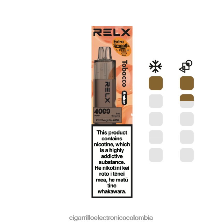 Cigarrillo Electrónico Colombia - tabaco (ámbar) RELX MagicGo 4000 vaporizadores desechables VFLXF05